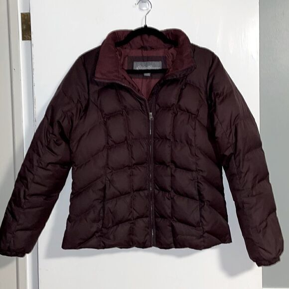 Eddie Bauer down puffer jacket in wine size Medium - Picture 2 of 12